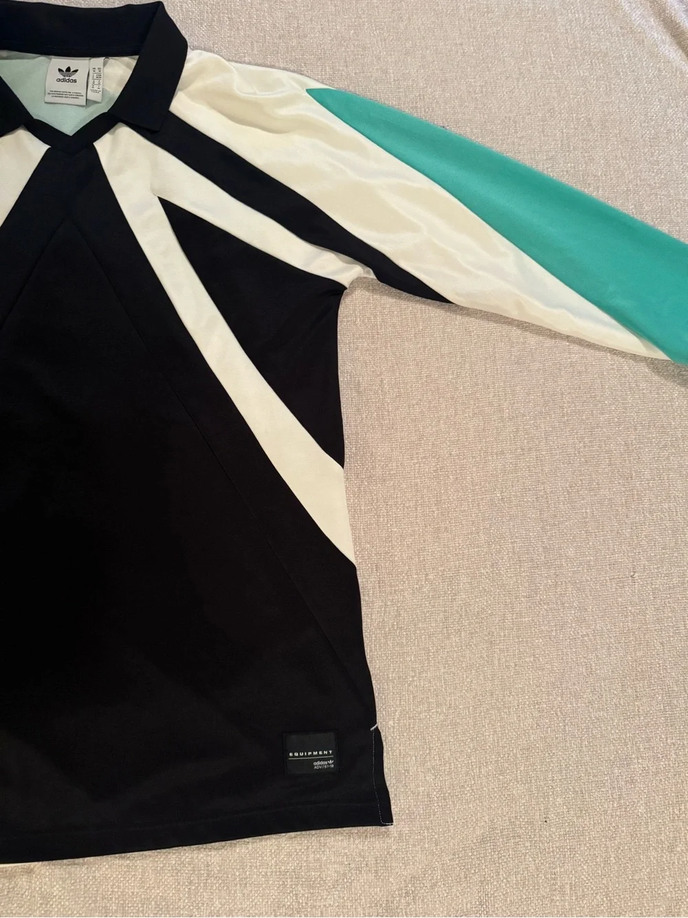 Adidas EQT 18 Black and Green Long Sleeve Shirt Medium